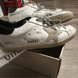 Golden Goose White and Beige Sneakers